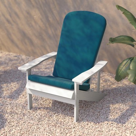 Flash Furniture White Adirondack Chairs with Teal Cushions, 2PK 2-JJ-C14501-CSNTL-WH-GG